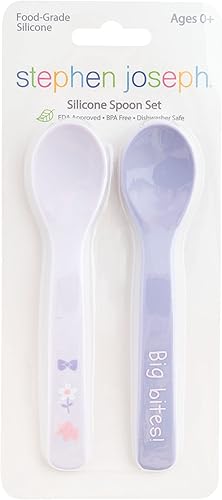 Miniatura 4 de Stephen Joseph Juego de cucharas de silicona para bebés, cucharas de alimentación de primera etapa para bebés, juego de cucharas que fomenta la