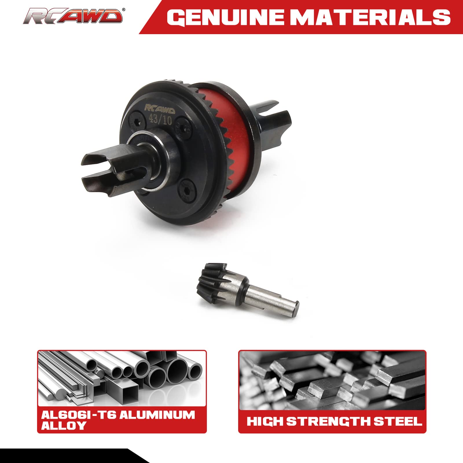 RCAWD Nouveau pignon interne EXB différentiel avant arrière 43T et 13T engrenage d'entrée 1 jeu pour Arrma 1/7 Felony Infraction Mojave 6S BLX Diff Gear 1/8 Typhon Talion Outcast EXB Upgrades Part