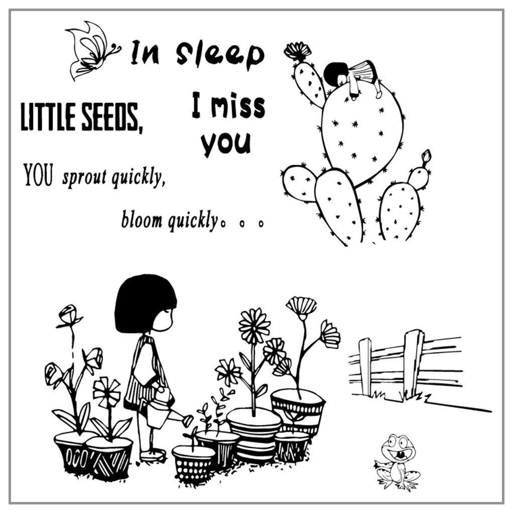 JUCOO Little Cactu DIY Silicone Clear Stamp Cling Seal Scrapbook Embossing Album Decor