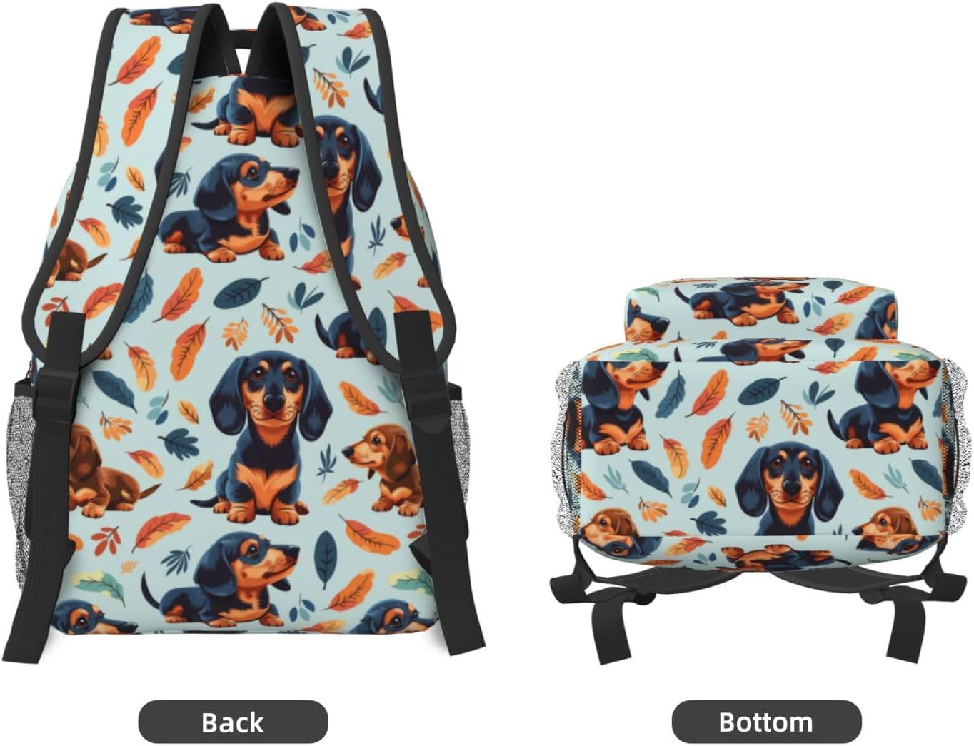 Cute Dachshund Backpack, School Laptop Travel Polyester Lovely Puppy Backpacks for Women Girls Kids, Sports Work Back Pack Casual Daypack, Lightweight Rucksack Gifts for Hiking Camping Gym