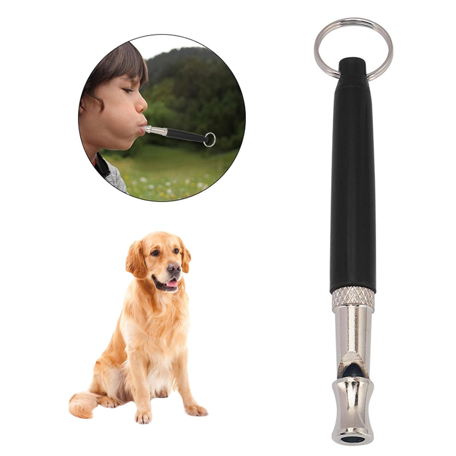 Sifflet pour chien, Sifflet à ultrasons haute fréquence silencieux, Fréquence réglable Sifflet d'entraînement pour chien, Convient à la plupart des races – Noir