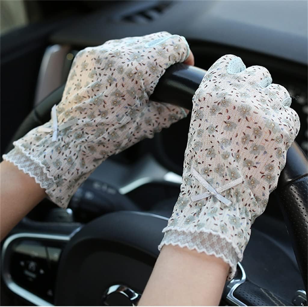 Floral Lace Gloves Stretchy Half Finger Driving Women's Thin Section in Spring, Autumn and