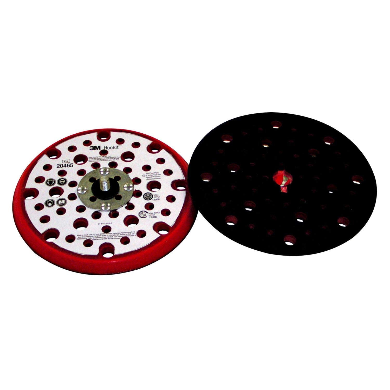 3M Hookit Clean Sanding Low Profile Disc Pad 861 Plus, 20465, 6 in x 3/8 in x 5/8 in CH x 5-16/24 in External 53 Holes Red Foam