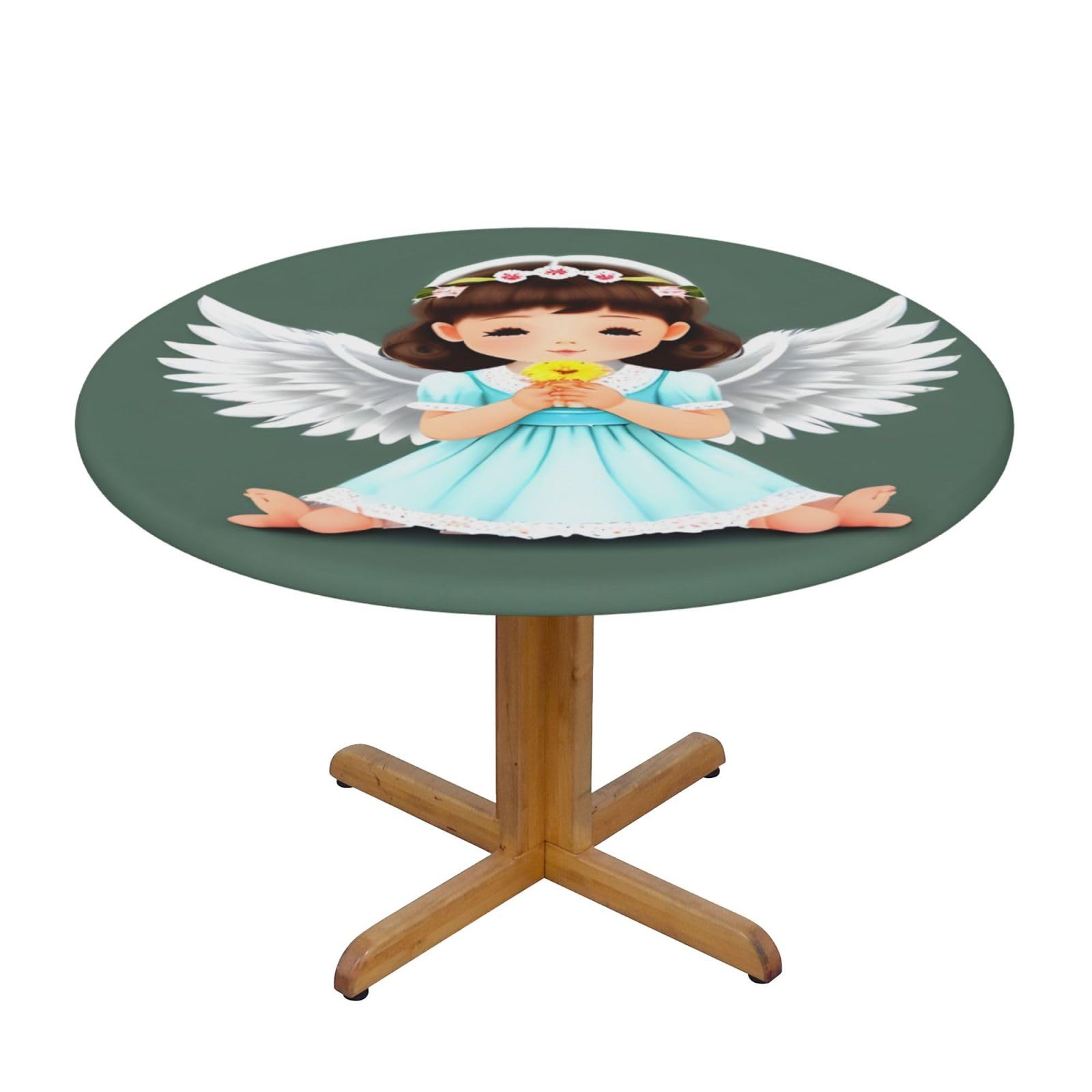 ZQYTGFDC Cute little angel M Decorative Round Tablecloth Waterproof Anti Stain Oil Proof Size for 40 50 inch