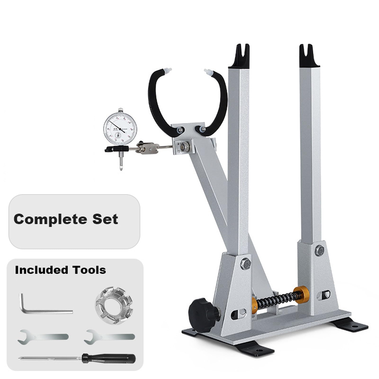 Genérico Soporte de centrado de Ruedas de Bicicleta, Soporte de reparación de Bicicletas Ajustable de Aluminio, Mantenimiento Profesional de Ruedas de Bicicleta de 16 a 29 Pulgadas y 700C