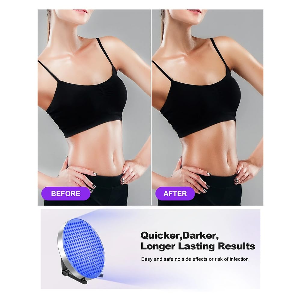 Lampe de Bronzage Solarium Ronde UV 50W pour Tout le Corps 460nm avec Crochets et Masque pour les Yeux, Prise EU.