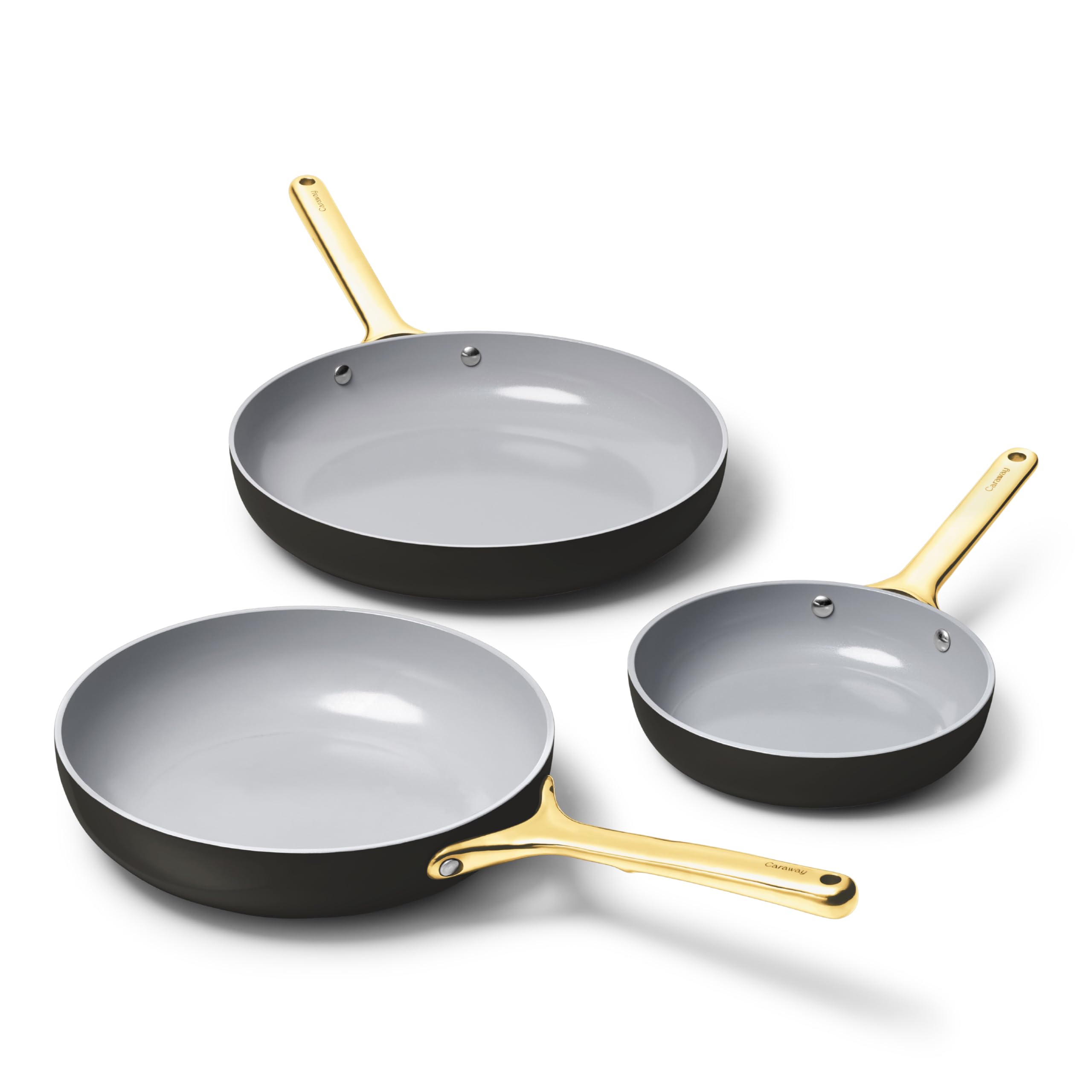 Caraway Non-Stick Ceramic Coated Fry Pan Trio, 8", 10.5", &amp; 12"