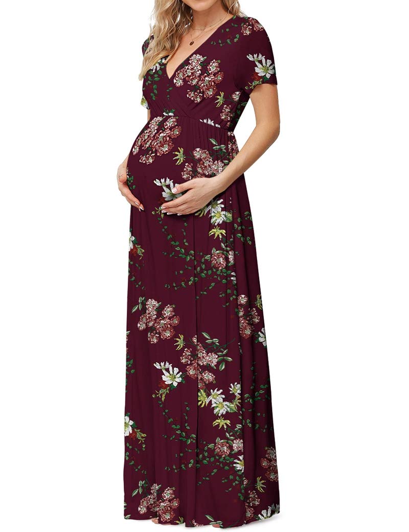 XpenyoMaternity Maxi Dress Women Casual Wrap Long Baby Shower Pregnancy Dresses