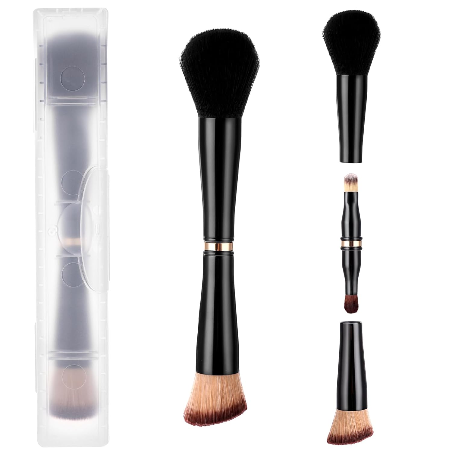 Travel Makeup Brushes with Case, 4 in 1 Makeup Brush Set, Foundation/Blush Brush, Eyeshadow Brush, Concealer Brush, Dual-Ended Makeup Brush Ideal for Foundation, Concealer, Eyeshadow Travel Makeup Brushes with Case, 4 in 1 Makeup Brush Set, Foundation/Blush Brush, Eyeshadow Brush, Concealer Brush, Dual-Ended Makeup Brush Ideal for Foundation, Concealer, Eyeshadow