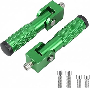 M8 Motorcycle Foot Pegs 90 Degree Foldable Bike Pegs Universal Passenger Footrests CNC Anti-Skid Universal for Most Cruiser Street Chopper Motorcycles and BicyclesGreen
