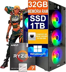 Pc Gamer Computador Cpu Ryzen 7 5700G / SSD 1TB M.2 NVMe / 32gb Memória Ram Ddr4 / Windows 11 Pro