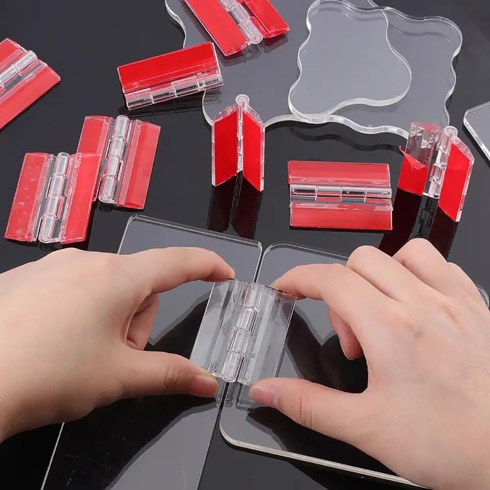 Clear Acrylic Hinges - 4 Pack Self Adhesive -3 Clear Acrylic Hinges - 4 Pack Self Adhesive -3