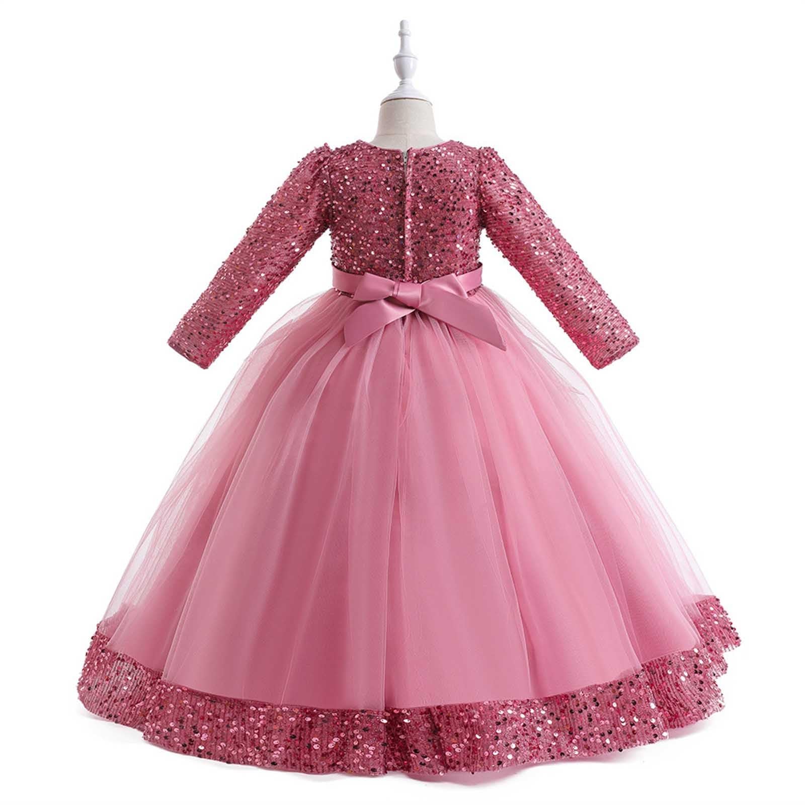 Blumensmädchenkleid Prinzessin Mädchen Ballkleid Spitze Tüll Festzug Kleider Hochzeit Partykleid Langer Abendkleid Festlich Kleid Teenager Lange Ärmel Hochzeitskleid Kinder Tüllkleid Gr.120-170