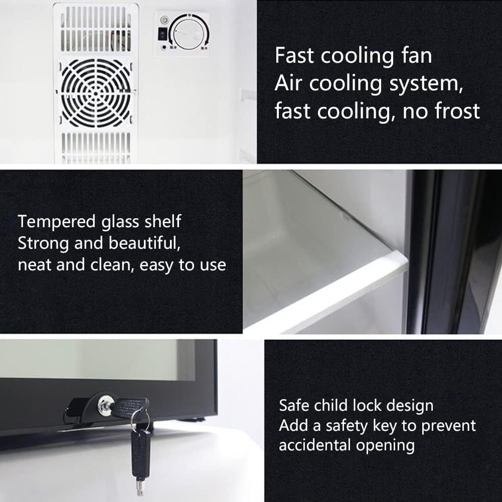 40l Tavolo Top Mini Frigo Bevande & Birra Frigorifero Chiudibile A Chiave Autoportante sotto Bancone Dispensa con Raffreddamento E Calore Fuzione Luce A LED Serratura E Chiave per Hotel, Ca