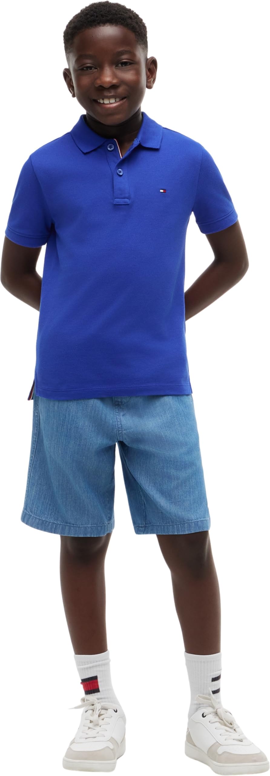 Tommy Hilfiger Bambino Maglietta Polo Maniche Corte Flag Regular Fit, Blu (Noble Blue), 74