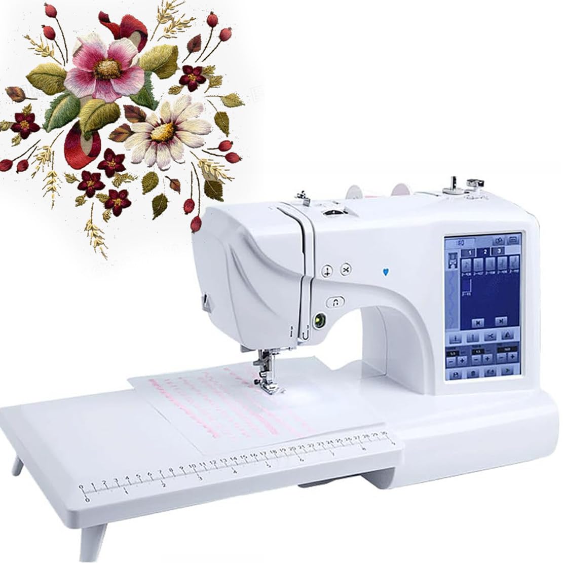 Máquina De Coser Eléctrica, Máquina De Bordar Automática Portátil con área De Bordado 4" X 9.2" Y Pantalla Táctil LCD, 210 Letras Incorporadas Y 30 Bordes De Patrón