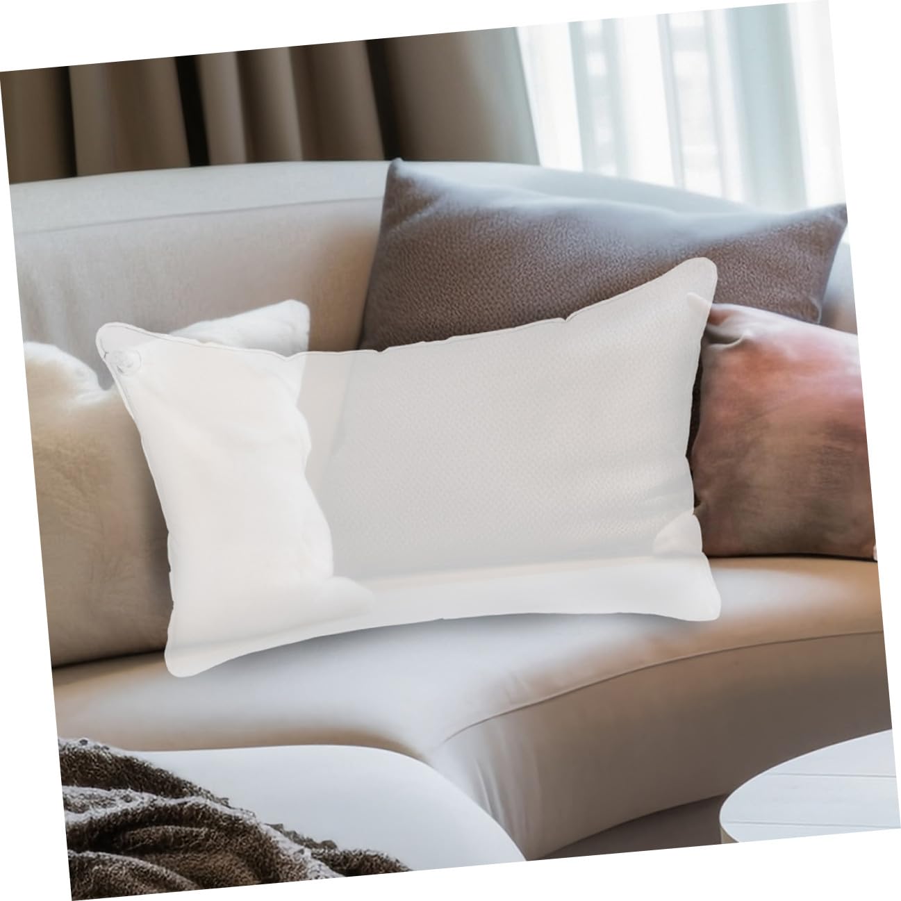 Coussin Gonflable Transparent Rembourrage Étanche pour Camping et Voyage Insert de Coussin Pliable et Résistant PVC Soutien Confortable pour Canapé et Extérieur