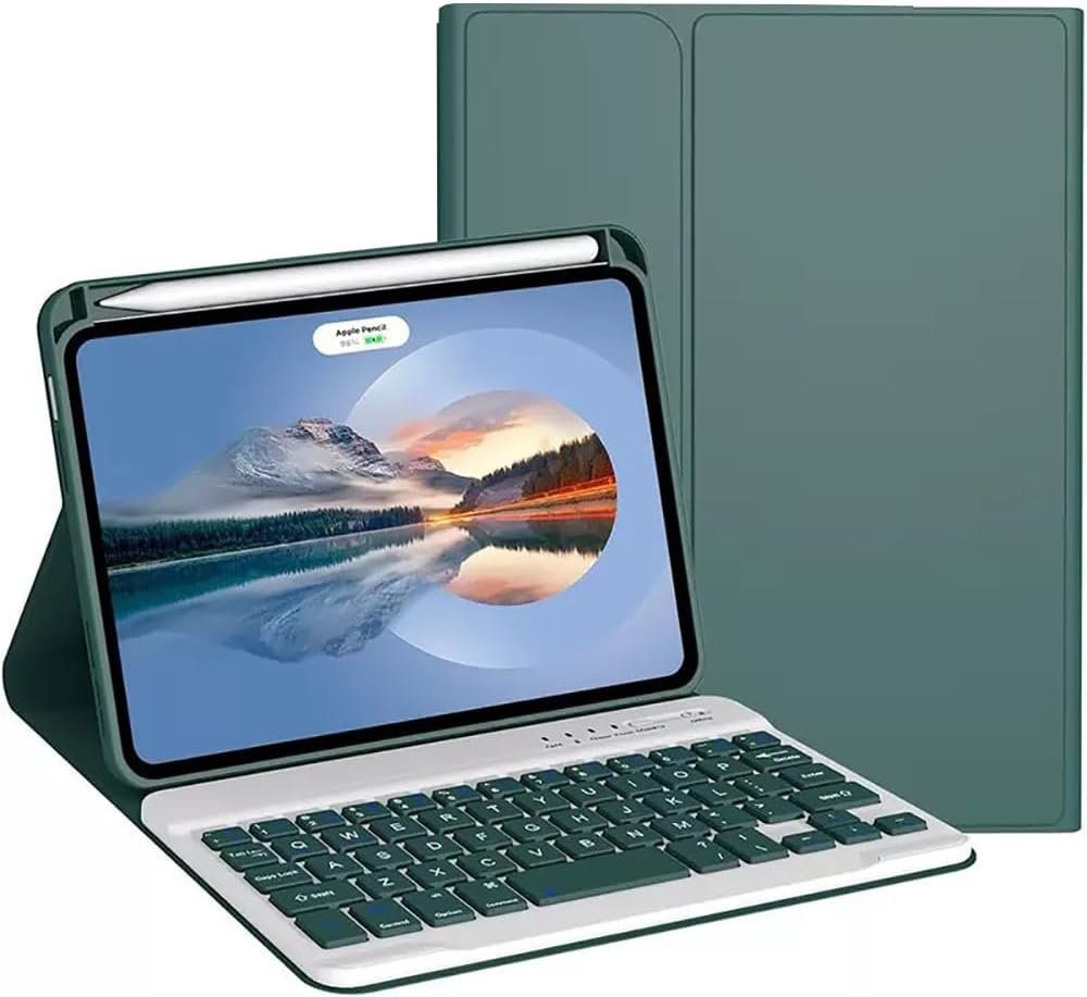 iPad mini 7 keyboard case, iPad mini 6 / mini A17 Pro, keyboard case, Apple pencil storage and charging, full protection, dark green