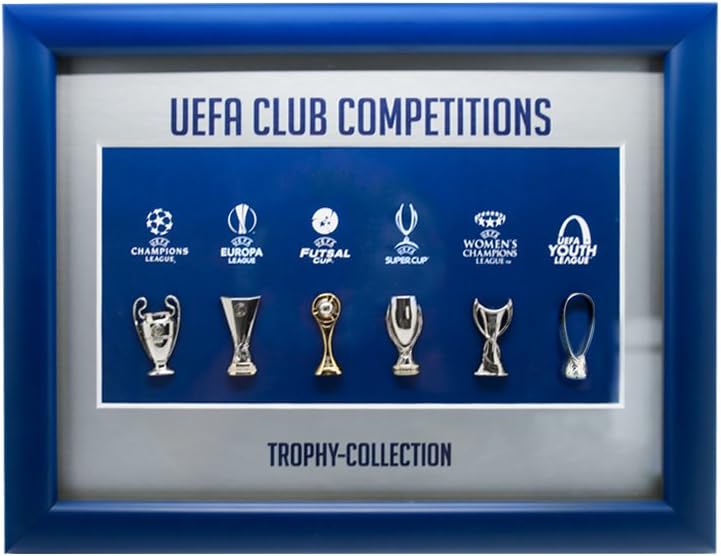 UEFA Unisex Adult Trophy Club Competitions: Pin Collection, Blue & Silver, 28 x 22 cm