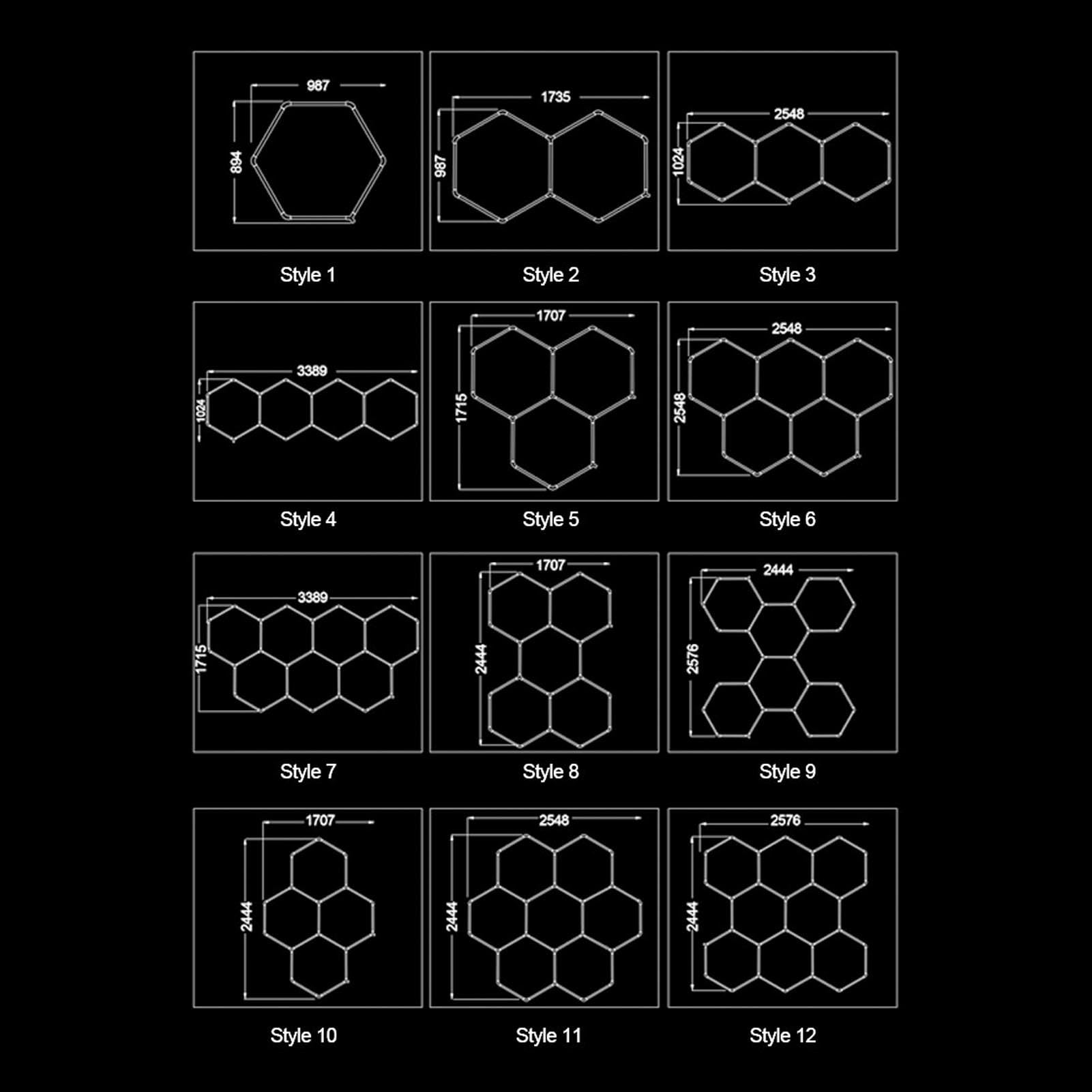 KIMISS Luces de Pared LED RGB Inteligentes - Luces Hexagonales Remotas Luz de Panel de Techo LED RGB para Garaje IP54 a Prueba de Agua para Juegos de Fiesta Horizontal 3 Orificios