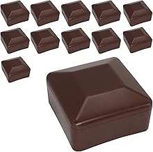 SKIR'CO (12 piezas) Tapones cuadrados para postes de valla, 50 x 50 mm, tapas de plástico marrón para postes de valla, color marrón RAL 8028