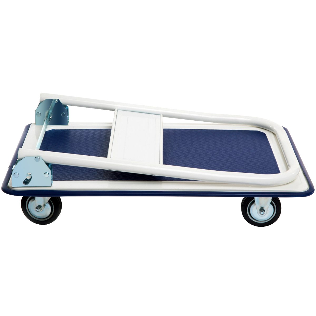 COSTWAY Transportwagen Klappbar, Plattformwagen Bis 150 kg Tragkraft, Transporthilfe mit 360° Lenkrollen & Handgriff, Lastenwagen Klappwagen für Garage, Lagerhaus (Blau)