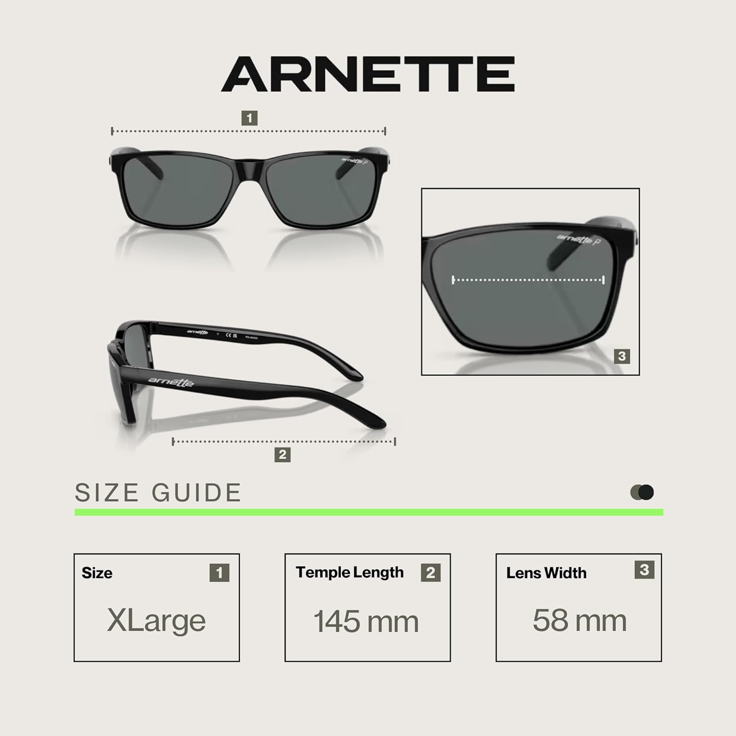 ARNETTE AN4185 Rectangle Sunglasses for Men +BUNDLE with ACCESSORY EYEWEAR KIT Shiny Black / Polarized Dark Grey 59 Millimeters image 3 of 5 B0977HMZ74