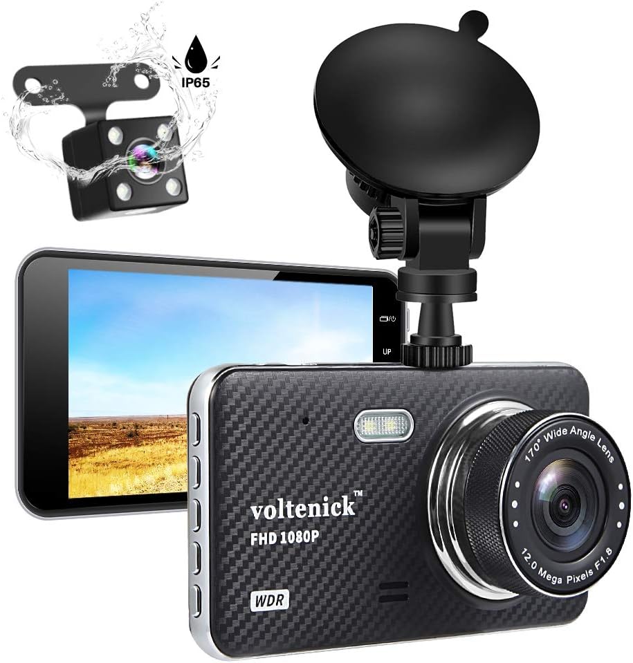 Dual Dash Camera for Cars Dash Cam Front and Rear 1080P Full HD Car Recorder 4 Inch IPS Screen 170°Wide Angle,Super Night Vision,WDR,Motion Detection,Loop Recording G-Sensor,Parking Monitoring