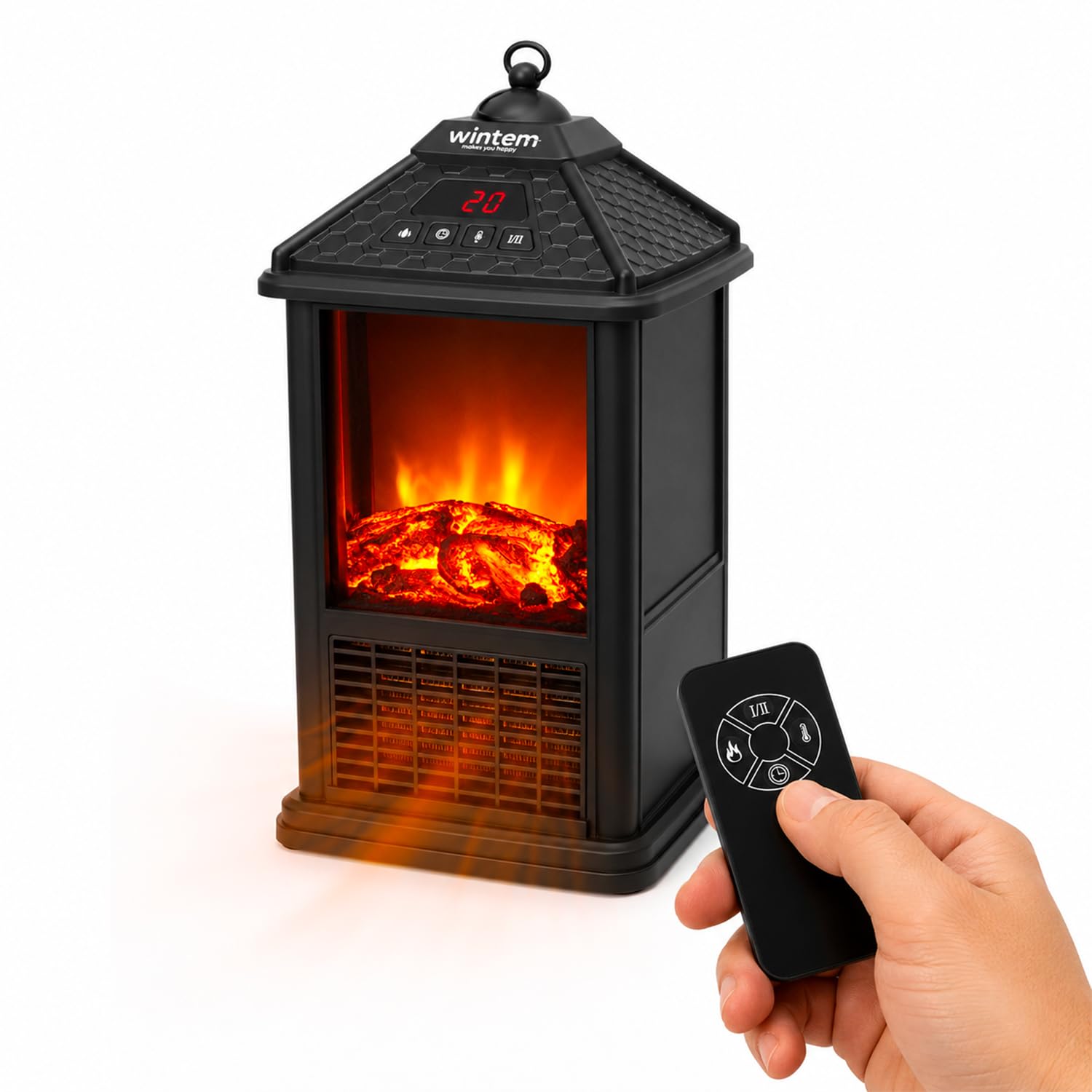 Avilia Caminetto Elettrico da Tavolo con Telecomando 1000W - Timer Programmabile Fino a 12 ore e Controllo da Remoto - Design Elegante e Versatile Grazie alle sue Dimensioni 32x18,5x18,5cm