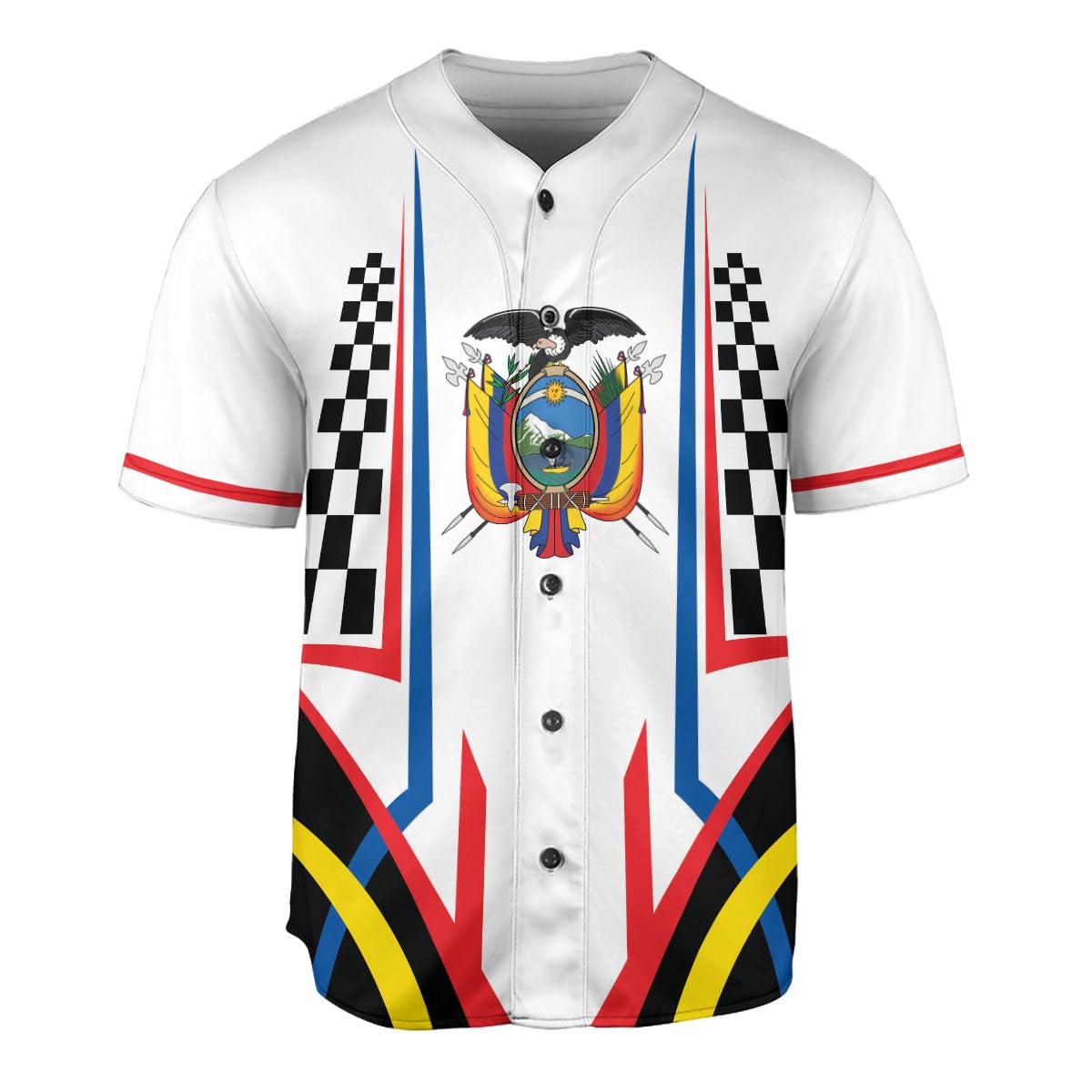 MAPrints Personalized Ecuador Baseball Jersey, Ecuador Jerseys Men Ecuador Soccer Jersey, Ecuadorian Flag Roots Heritage Jersey Shirt (Polyester Blend, ECAD 3)