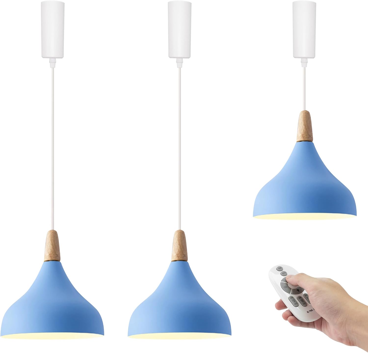 Kiven 3-Light J-Type Track Lighting Pendants Adjustable Height,Dimmable Modern J Track Pendant Lights,Decorative Track Lighting Fixture for Kitchen Island Hallway Restaurant,Blue