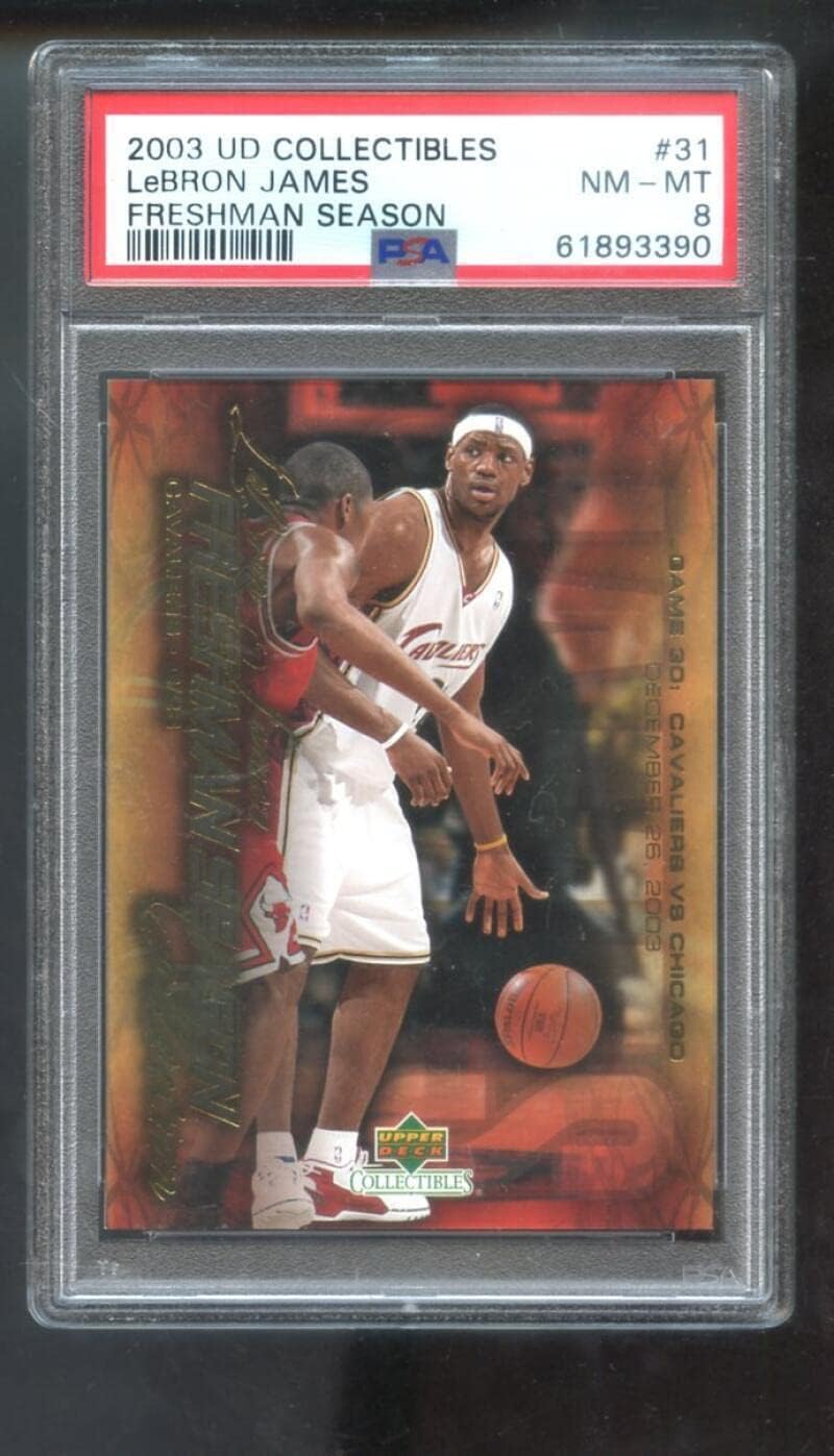 2003-04 UD Upper Deck #31 Lebron James Freshman Season ROOKIE PSA 8 Graded Card - Basketball Slabbed Rookie Cards