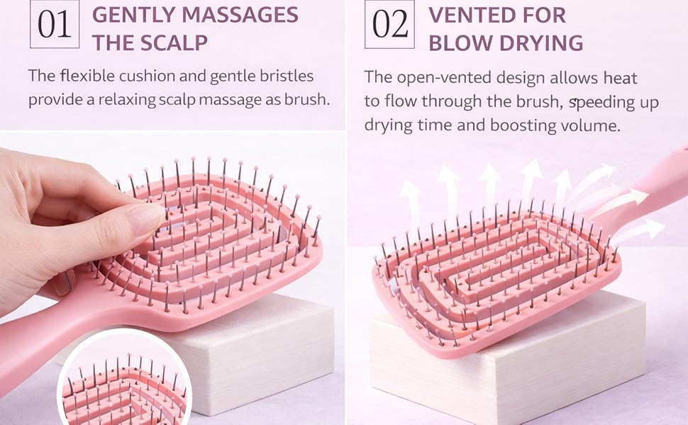 Image of Wet Hair Detangling Brush | Vented No-Tangle Hair Brush for Wet & Dry Use | Glide Through Knots Easily | Detangler for Kids, Women & Men | Gentle & Lightweight Styling Tool