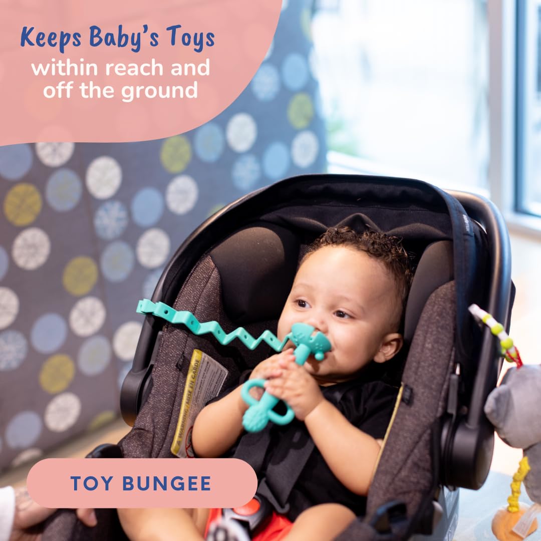 Busy Baby Essentials Bundle Starter-Set für neue Eltern (Spearmint) | Platzset mit Saugnapf, Mini-Matte, Beißringlöffel, Spielzeug-Bungee, Flaschen-Bungee, 6 Haltegurte, Nassbeutel