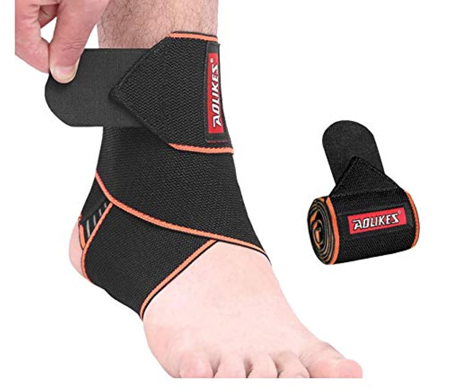 Conbo Ankle Brace Adjustable Ankle Support Breathable Nylon Material Super Elastic and Comfortable One Size Fits All, Perfect for Sports, Protects Against Chronic Ankle Strain, Sprains Fatigue(Orange)