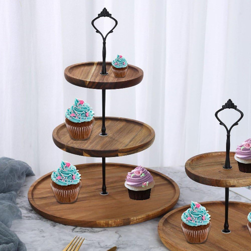Soporte para Bandeja De Frutas, Soporte De Madera De 3 Niveles para Pasteles, Soporte para Servir, Bandeja para Frutas, Postres, Cupcakes, Bandeja De Exhibición, Almacenamiento para Fiestas