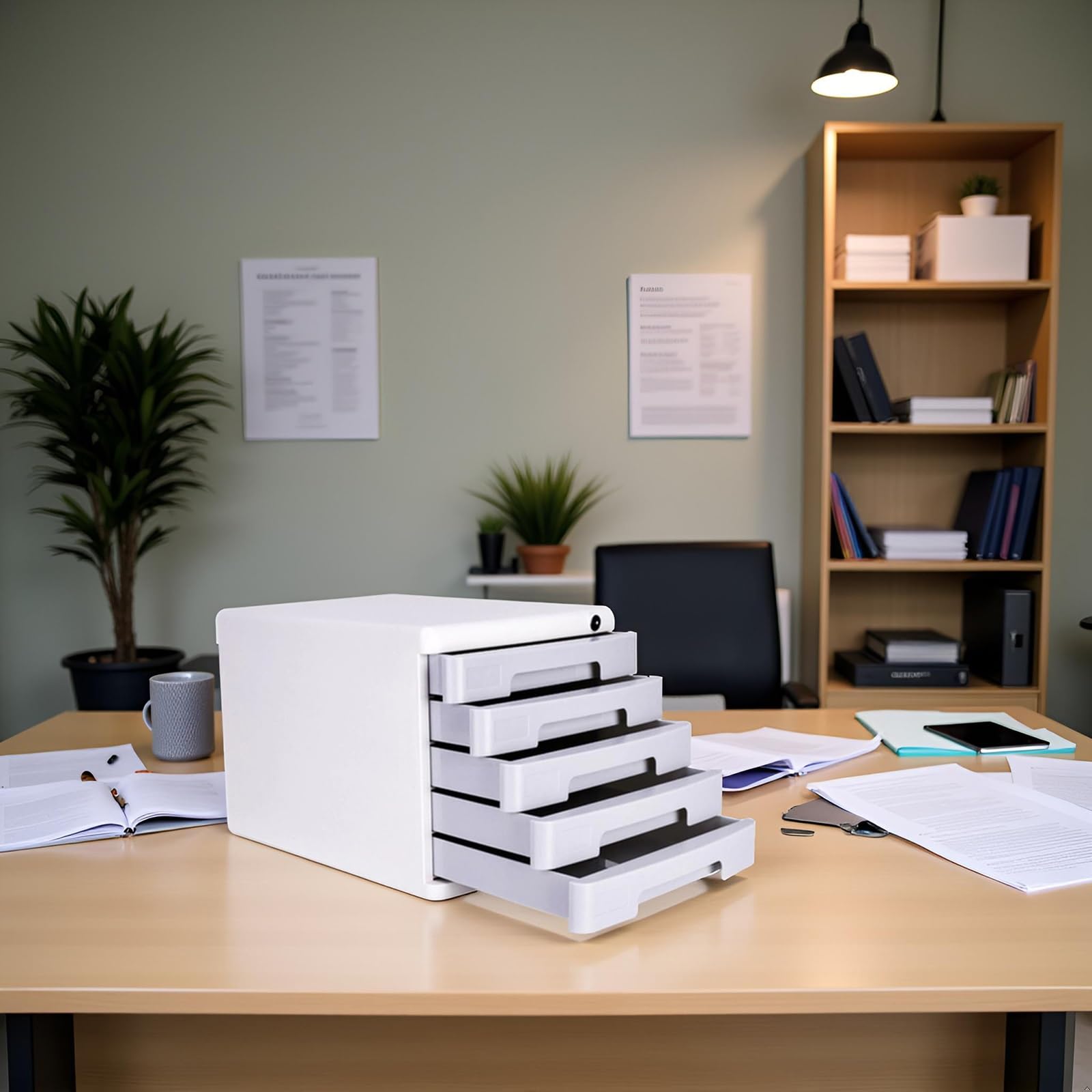 Archivador Escritorio Con Cerradura, Organizador De Plástico De 5 Niveles Con Cajones Para Carpetas A4/carta, Archivador Para Documentos Suministros Para Oficina Y Hogar.
