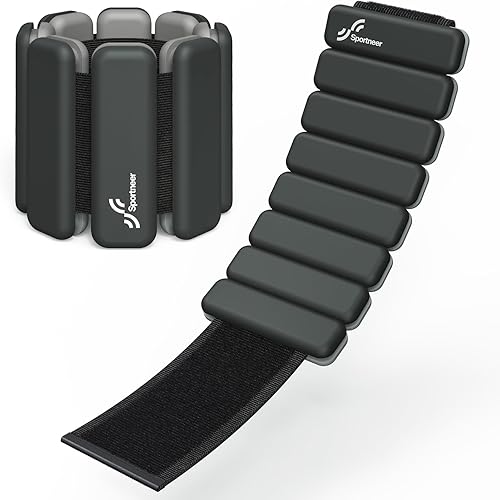 Miniatura 1 de Sportneer Pesas de muñeca ajustables de silicona para mujer, para yoga, danza, barras, pilates, zumba, natación, cardio, aeróbicos, gimnasio (negro,