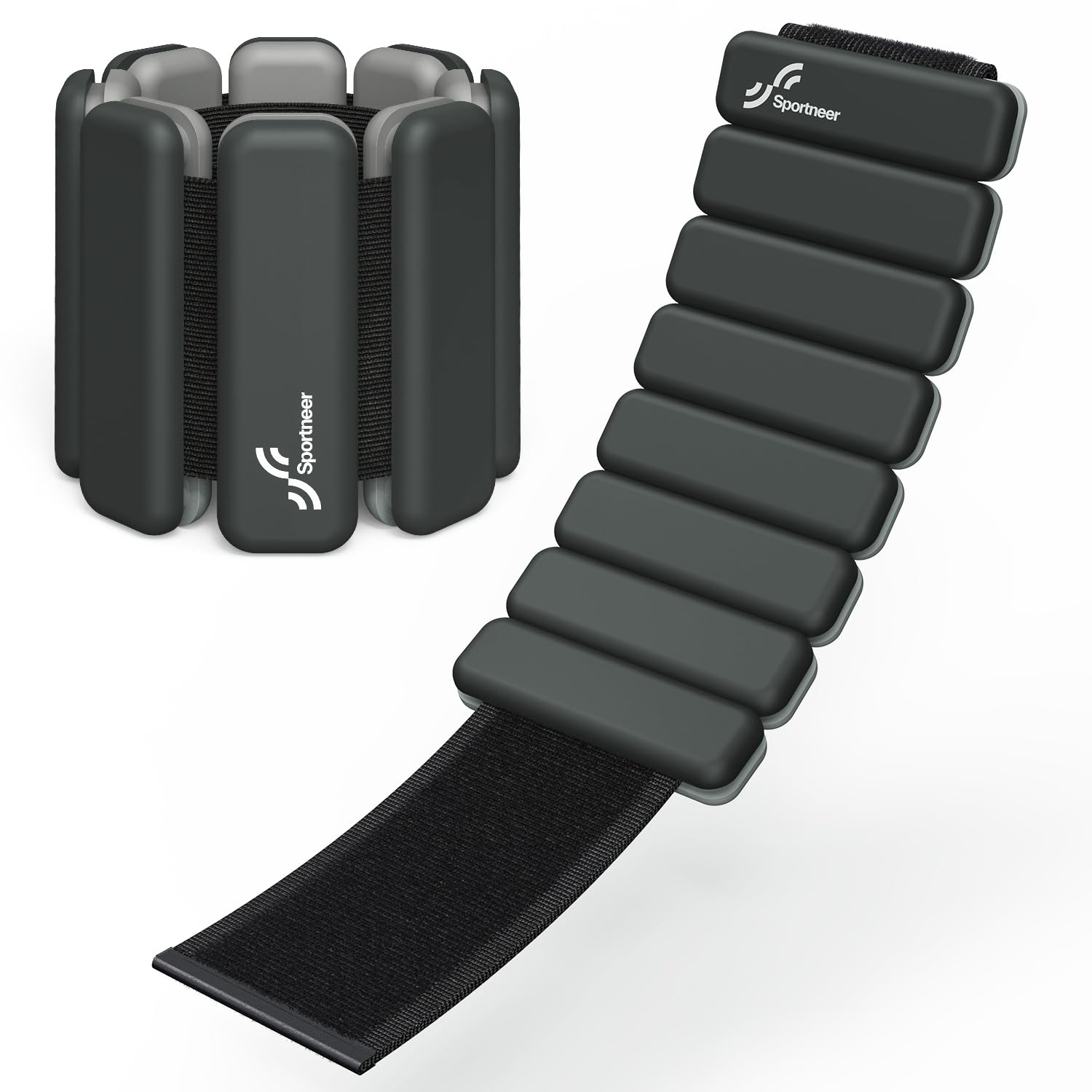 Sportneer Wrist & Ankle Weights for Women Men - 1 Pair (1 lb/2 lb Each) | Adjustable Weighted Bracelet Silicone Bangles for Yoga, Dance, Pilates, Cardio, Aerobics, Gym, Pool Exercises and Jogging