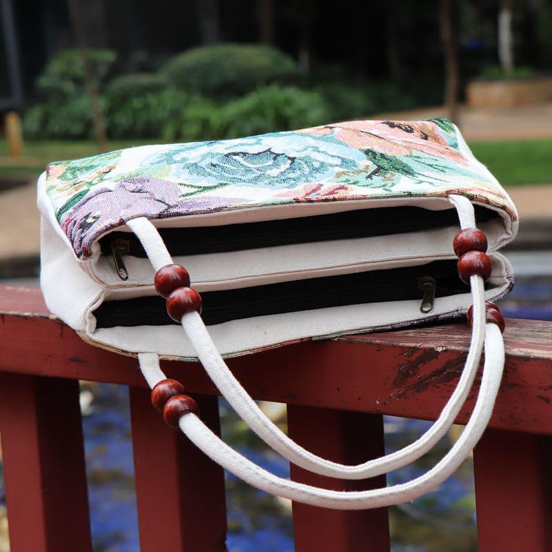 Image of Women Retro Embroidery Satchel Handbag Boho Vintage Handmade Double-Sided Animal Ethnic Hobo Tote Purse Shoulder Handbags