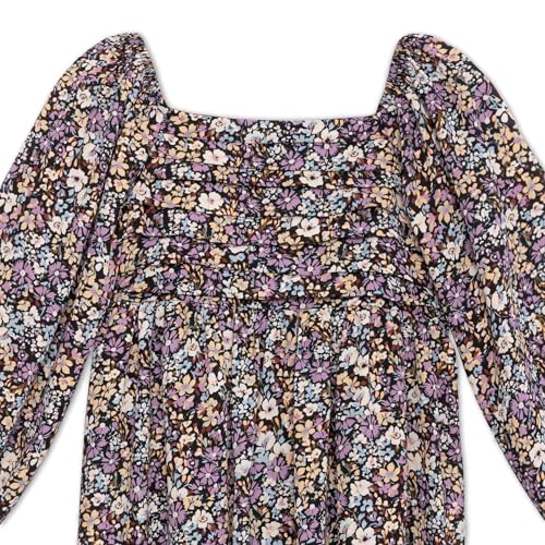 Speechless Girls' Long Sleeve Babydoll Square Neck Pleated Bodice Dress4