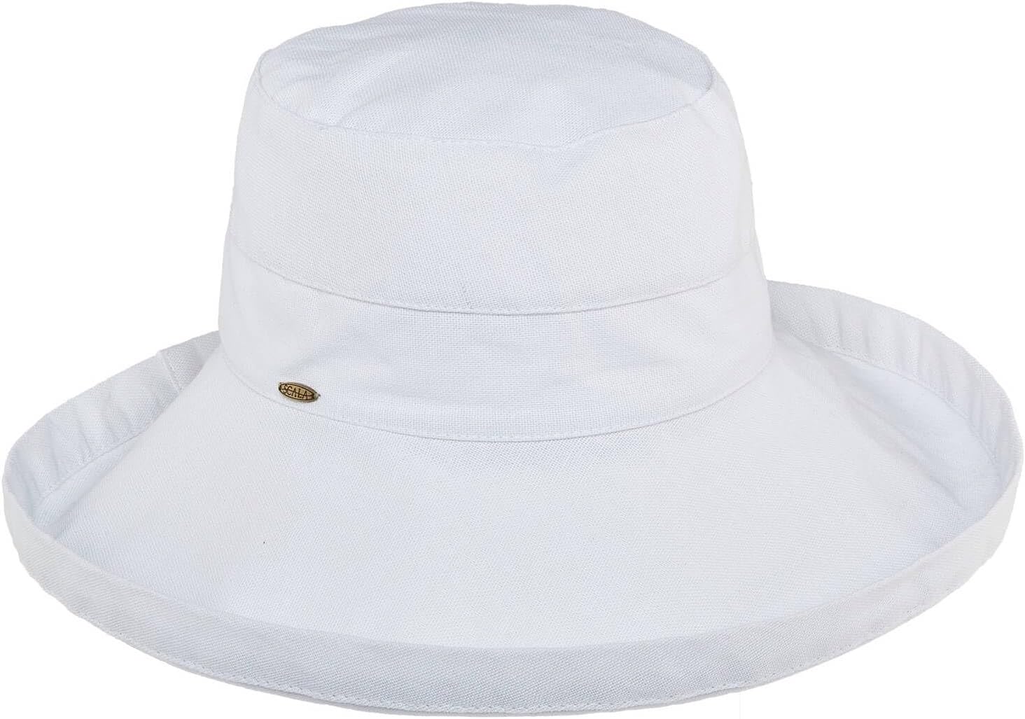 GenericWomens Wide Brim Sun Hat in White Cotton