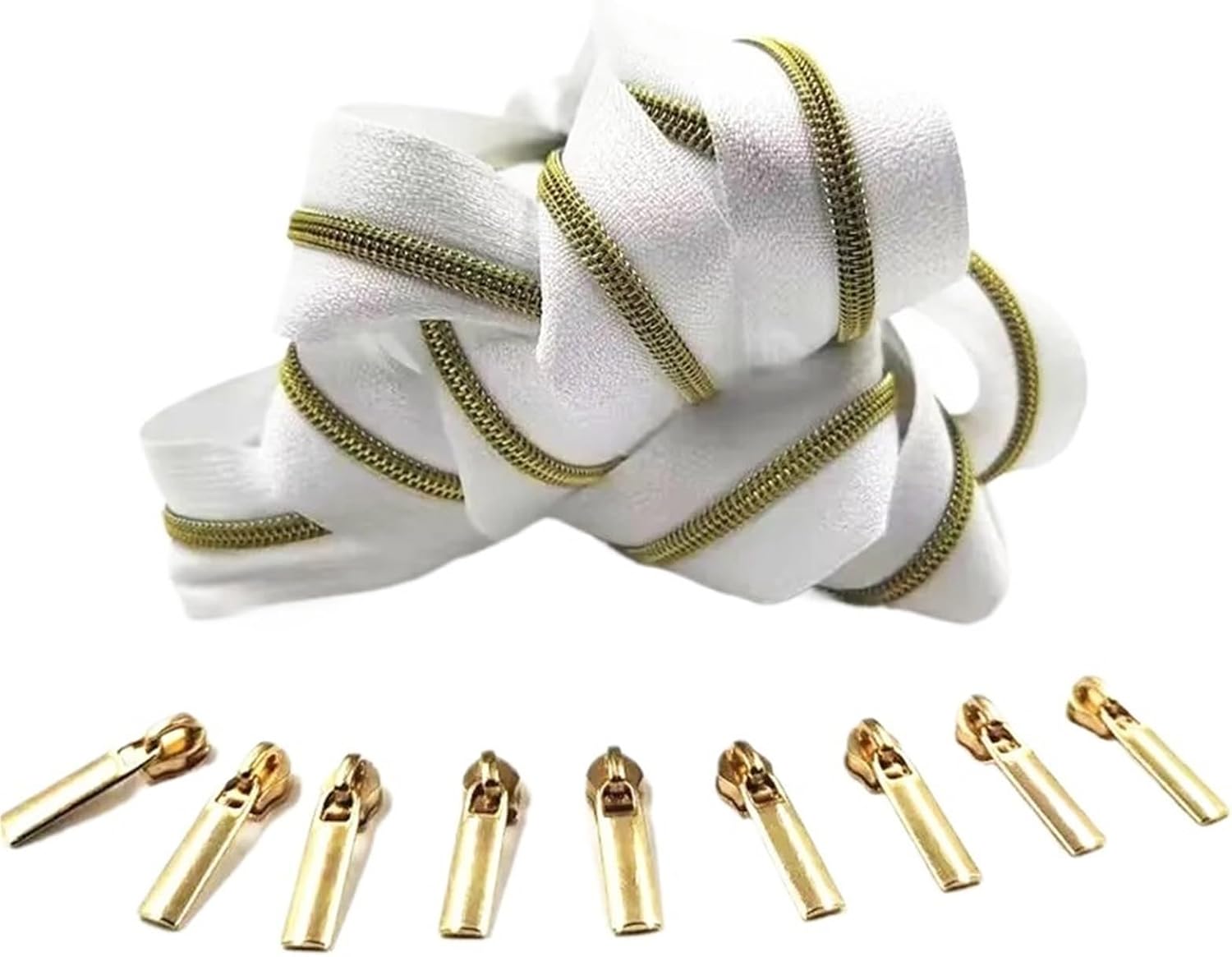 Sewing Zippers S Size 10 Meters Tooth Zippers Rolls with 20 Pieces Zipper Slider for Sewing Accessories(Color 6)