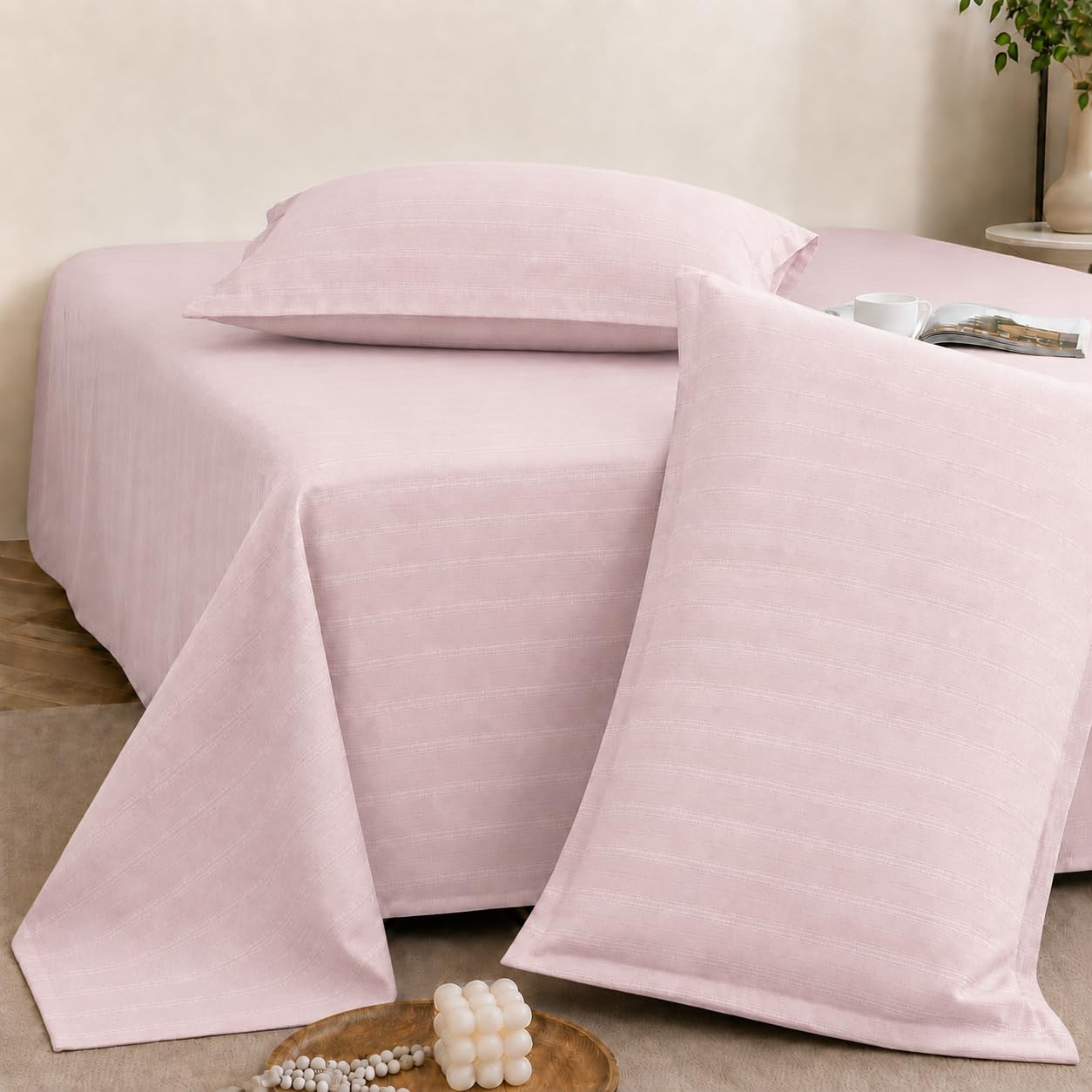 Cortina Cloud Cotton King Bed Sheet Set - Pink -6