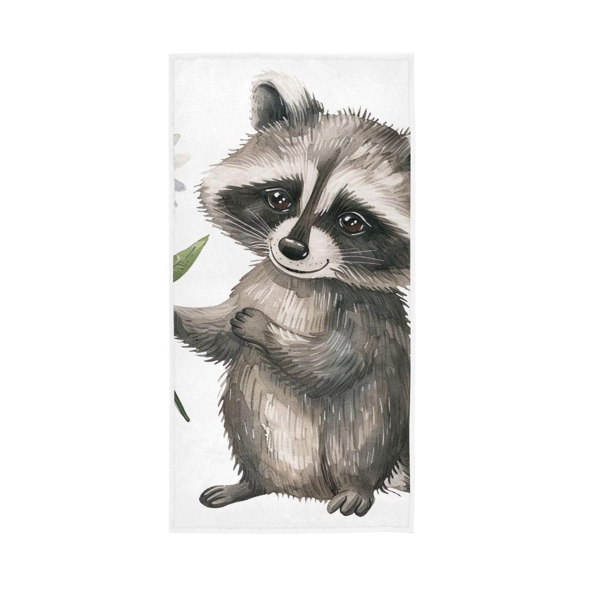 LSRCPD Raccoon Holding Daisy Cute Guest Hand Towels for Bathroom, Hand Towel for Bathroom, Shower, Hotel, Spa 15 x 30 Inches