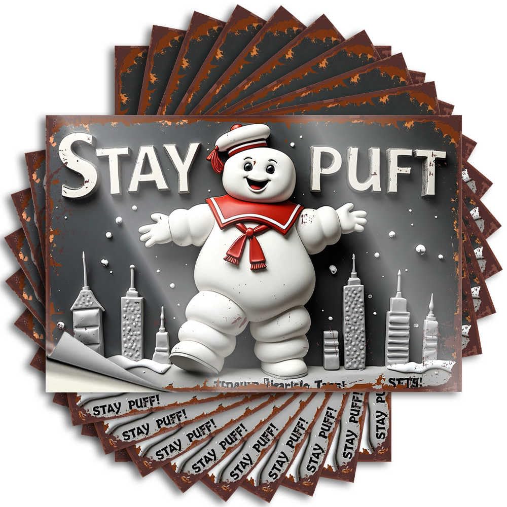 Sports Bar Decor Water Saying | Stay Puft Marshmallow Man: A Giant Snowman in The Cityscape Neutral Durable Vinyl Sticker Easy Apply for Football(8X12CM)