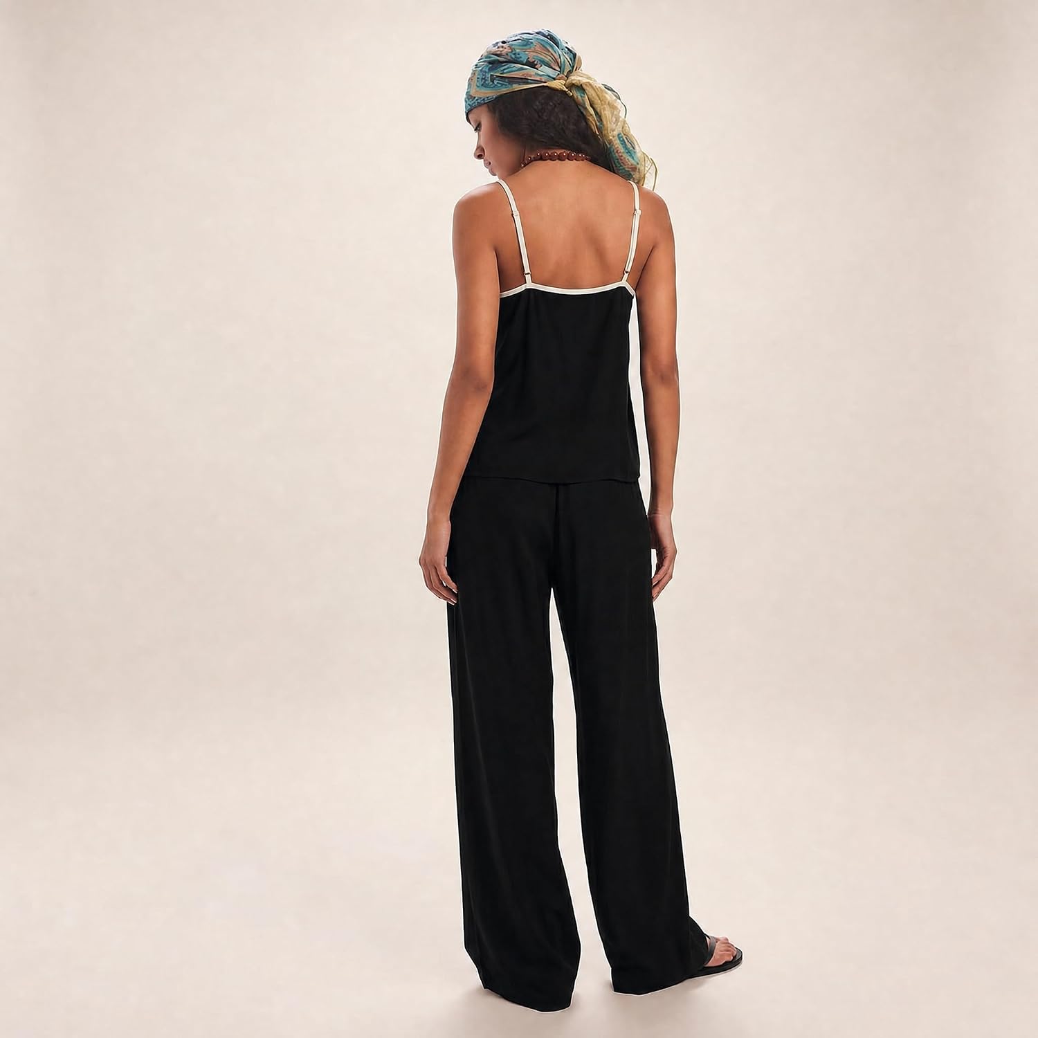 2 Piece Sets for Women Summer Casual Lounge Spaghetti Strap Top Wide Leg Pants Matching Set Vacation Travel Outfits