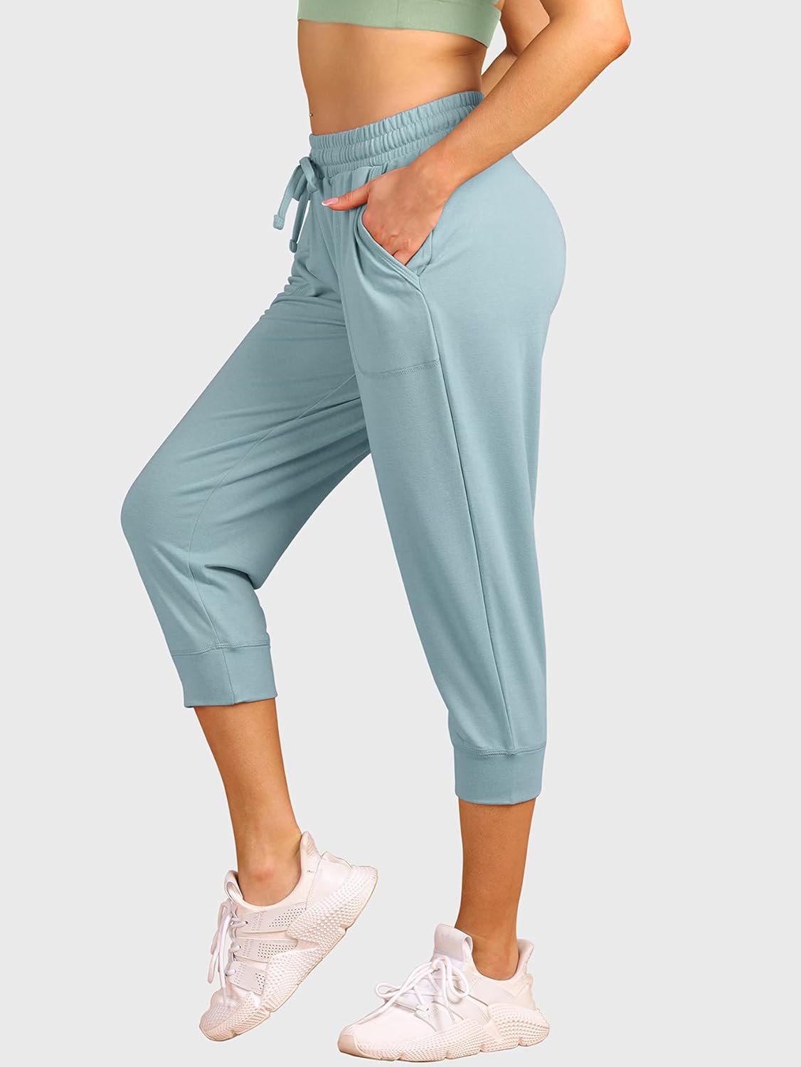 icyzone Women's French Terry Jogger Lounge Sweatpants - Active Capri Pants for Women - Image 4