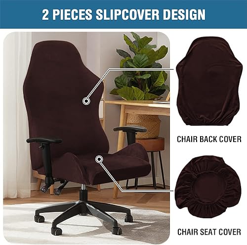 Miniatura 3 de H.VERSAILTEX Fundas de terciopelo para sillas de videojuegos, fundas elásticas para sillas de computadora, fundas para sillas de oficina, fundas