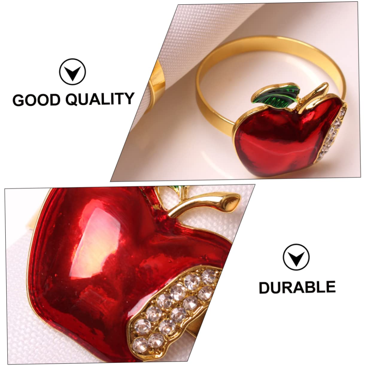 MAGICLULU 3 Ensembles Ronds De Serviette De Noël Panier Rond De Serviette De Fruits Support Doré Bonbons Dorés Ronds De Serviette De Table Pomme Pot Unique 6 pièces * 3